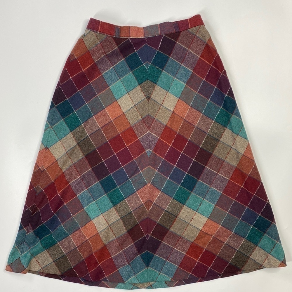 Vintage Present Co. Wool Blend Pencil Square Chevron Skirt 11/12 Waist 26"